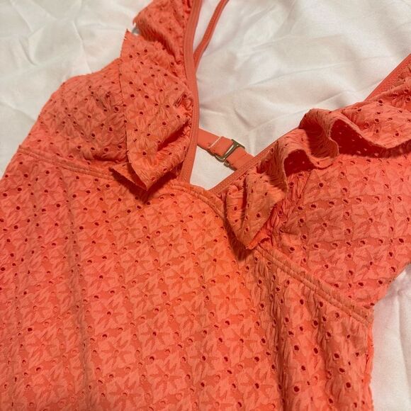 Betsey Johnson Deep V Swimsuit with Ruffled Trim - Picture 3 of 15